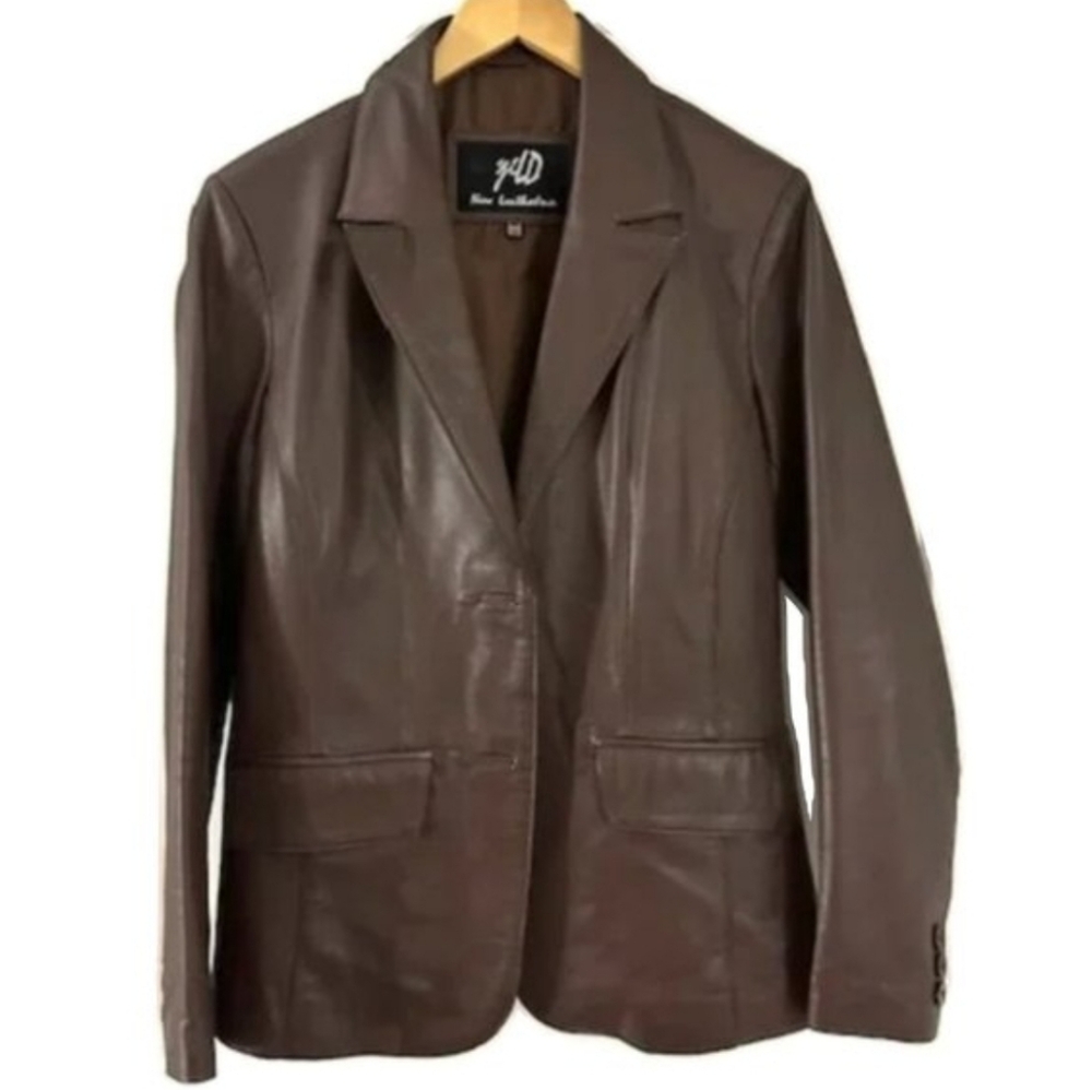 NWT Jild Real Lamb Skin Leather Jacket. Size Medium. In dark chocolate.
